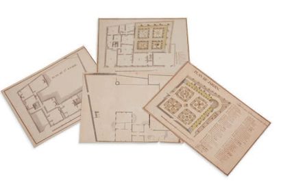 BAILLARD (ACTIF EN 1787) 
Ensemble de quatre dessins: plans d'une maison et d'un...