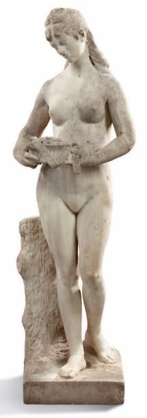 GODEFROID VAN DEN KERCKHOVE (1841-1913) 
Pandore
Statue en marbre blanc
Signée à...