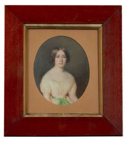 null MINIATURE OVALE Portrait de Madame Roy de l'Isle Signée et datée à droite Claire...
