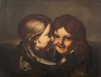 École LOMBARDE du XVIIe siècle 
Deux figures d'anges
Toile 49 x 63 cm