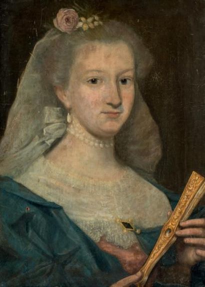 AGOSTINO VERACINI (FLORENCE 1689 - 1762) 
Portrait de femme à l'éventail
Toile montée...