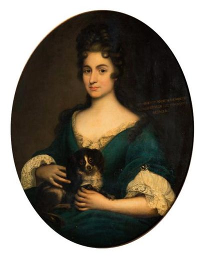École FRANÇAISE du XVIIIe siècle 
Portrait d'Henriette Anne de Meaux de Vallière,...