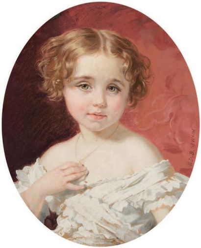 EDMOND BASSOMPIERE-SEWRIN (PARIS 1809 - 1896) 
Portrait d'enfant
Pastel, ovale 46...