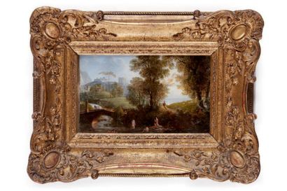 ROBERT LÉOPOLD LEPRINCE (PARIS 1800 - CHARTES 1847) 
Paysage de rivière avec bergers
Vue...
