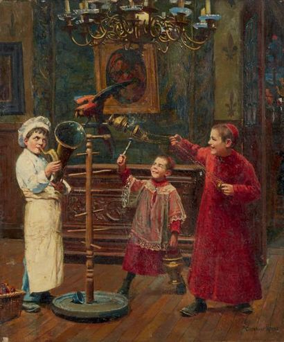 Paul-Charles CHOCARNE-MOREAU (1855-1931) 
Le perroquet Huile sur toile, signée en...