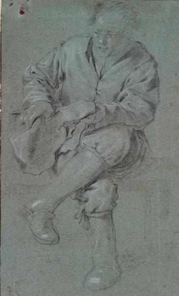 ATTRIBUÉ À CORNELIS PIETERSZ BEGA (1630 - 1664) 
Homme assis tenant son chapeau à...