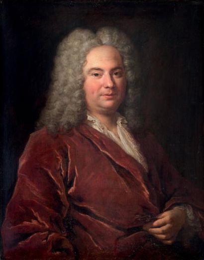 Attribué à Jean François DE TROY (1679 - 1752) 
Portrait d'homme au manteau rouge
Toile...