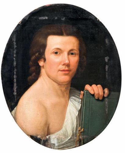 Attribué à James BARRY (1741 - 1806) 
Portrait d'un artiste (Autoportrait ?)
Toile...