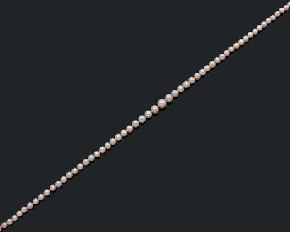 null Collier composé d'une chute de 102 perles fines. Fermoir en or gris 18K (750)...