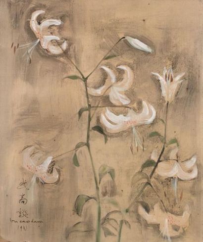 VU CAO DAM 武高谈(1908-2000) 
Fleurs, 1941
Encre et couleurs sur soie, signée et datée...