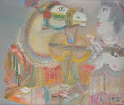 Blasco MENTOR (1919-2003) Le cheval et la Belle, 1989 

Huile sur toile

83 x 71...