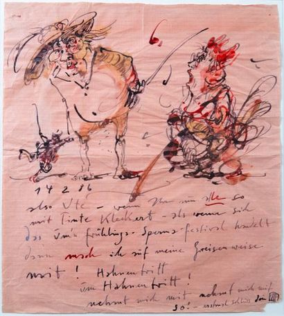 Horst JANSSEN (1929-1995) Caricature

Encre et aquarelle sur papier, avec monogramme...