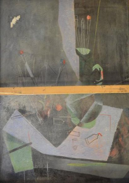 PIERRE JACQUEMON (1936 - 2002) Composition dorée

Huile sur panneau, signée en bas...