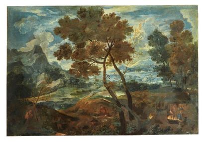 École ROMAINE du XVIIIe siècle Paysage animé

Huile sur toile

87 x 128 cm 

(Re...