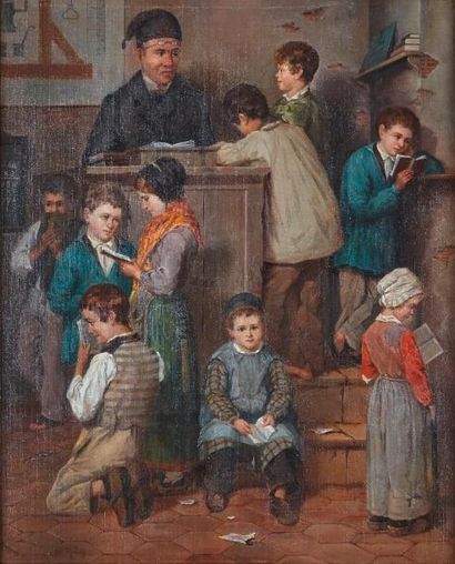 Antoine Edouard J. MOULINET (1833-1891) La salle de classe

Huile sur toile, signée...