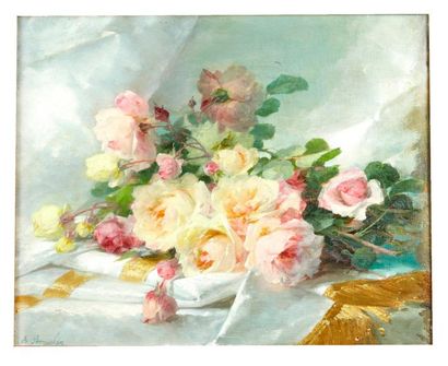 A. PERRUCHOT (XIX-XXème) Jetée de roses sur une table

Huile sur toile

38 x 45 ...
