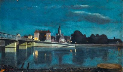Antoine GADAN (1854-1934) Le pont de Seurre

Huile sur toile, signée en bas à gauche

45...