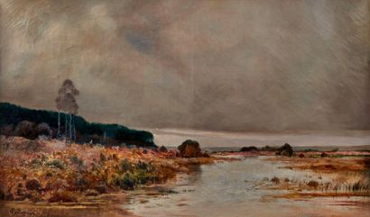 Emile GODCHAUX (1860-1938) Paysage des Dombes

Huile sur toile, signée en bas à gauche

55...