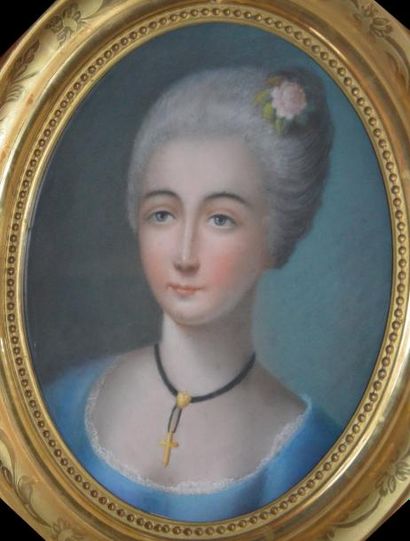 Ecole française dans le goût du XVIIIe siècle Portrait de femme à vue ovale

Pastel

41...
