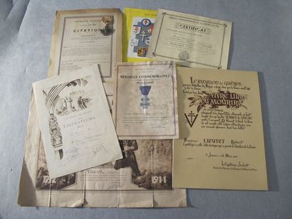 null Guerre 1939-1945 Lot de 15 (env.) diplômes, dont diplôme d'honneur de la résistance,...