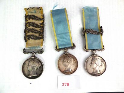 null France Médaille de Crimée 1854 Lot de 3 décorations, par Vion. Argent, rubans,...
