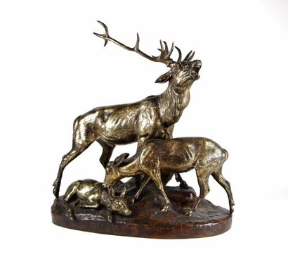null Clovis-Edmond MASSON (1838-1913)

Cerf, biche et faon

Groupe en bronze sculpté,...