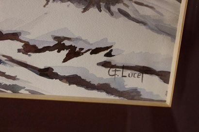 null G. LUCET (XXème siècle)

Paysage de neige 

Aquarelle sur papier, signée en...