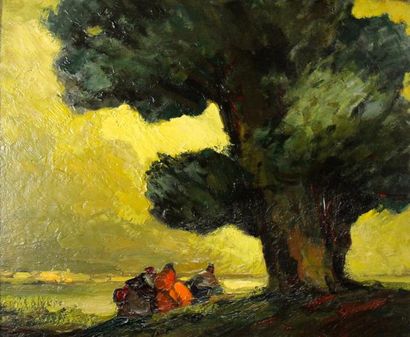 null Marcel FEGUIDE (1888-1968)

Personnage assis sous un arbre 

Huile sur panneau,...