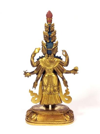 null Chine fin de l'époque Qing vers 1900,

Statuette en bronze doré représentant...