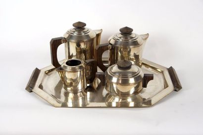 null Service à thé et café en métal argenté comprenant une théière, une cafetière,...