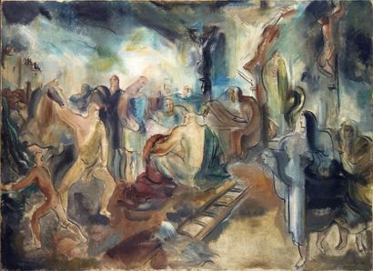 Charles BLANC (1896-1966) 
Crucifixion, 1928
Huile sur toile, signée et datée en...