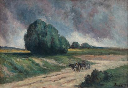 Maximilien Luce (1858-1941) 
Le chemin à Méricourt
Huile sur toile, signée en en...