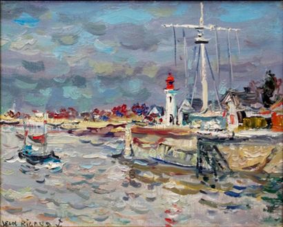 Jean RIGAUD (1912-1999) 
Honfleur, Le petit phare, 1982
Huile sur toile, signée en...