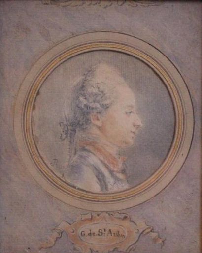 ATTRIBUÉ À AUGUSTIN DE SAINT-AUBIN (1736-1807) 
Portrait d'homme de profil
Crayon...