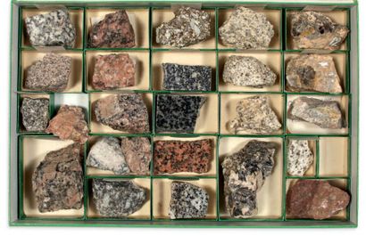 null Collection de trois coffrets de minéraux et roches volcaniques