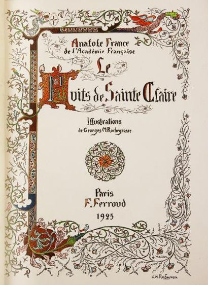 FRANCE (Anatole) Le puits de Sainte-Claire.
Paris Ferroud, 1925.
In-4°, maroquin...