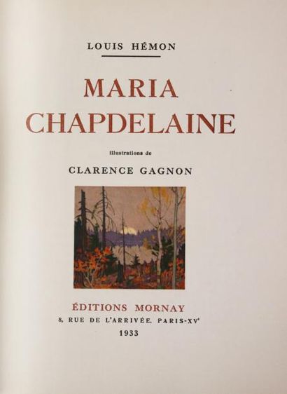 HÉMON (Louis) Maria Chapdelaine.
Paris, Mornay, 1933.
Grand in-8, maroquin havane,...