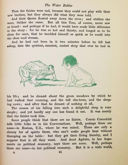 KINGSLEY (Charles) The Water Babies.
London, boots the chemist, (1919).
Petit in-4°,...