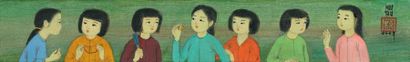 MAI trung THU (1906-1980) 
Sept filles, 1977
Encre et couleurs sur soie, signée et...