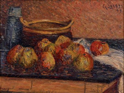 Gustave LOISEAU (1865-1935) 
Nature morte aux pommes, 1899
Huile sur toile, signée...