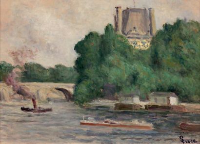 Maximilien Luce (1858-1941) 
La Seine au Pavillon Marsan
Huile sur papier marouflé...