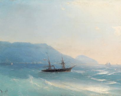 IVAN KONSTANTINOVICH AIVAZOVSKY Coucher de soleil à Yalta, 1880
Huile sur toile,...