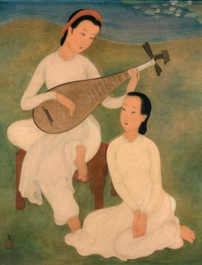 MAI trung THU (1906-1980) 
Instant musical, 1946
Encre et couleurs sur soie, signée...