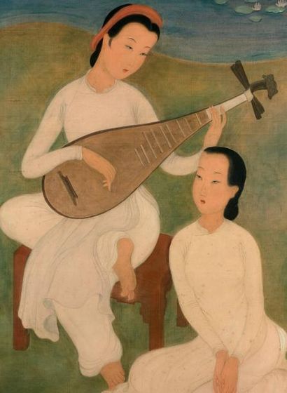 MAI trung THU (1906-1980) 
Instant musical, 1946
Encre et couleurs sur soie, signée...