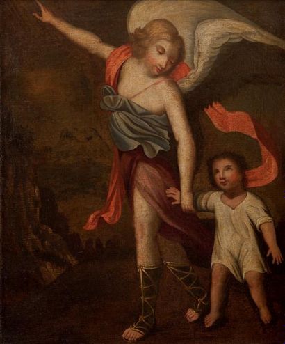 École Française du XVIIe siècle Tobie et l'Ange
Sur sa toile d'origine 58,5 x 48,5...