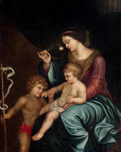 ÉCOLE FRANÇAISE VERS 1800, DANS LE GOÛT DE JACQUES STELLA La Vierge, l'Enfant Jésus...