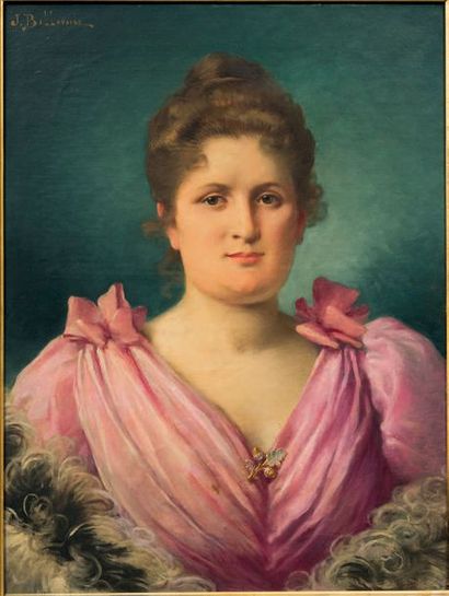 JULES-FRÉDÉRIC BALLAVOINE (PARIS VERS 1842 - ? 1914) Portrait de femme en robe rose
Portrait...