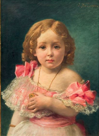 JULES FRÉDÉRIC BALLAVOINE (C.1855- 1901) Portrait de fillette
Huile sur toile, signée...