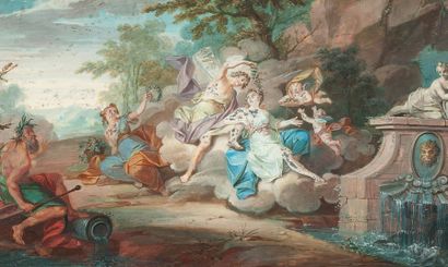H. DELESPINE (ACTIF EN 1737) Bacchus, Vénus et Appolon
Gouache
23,5 x 39,5 cm
Signé...