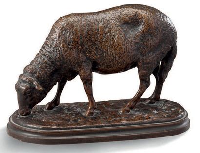 Rosa BONHEUR (1822-1899) Mouton au paturage
Bronze à patine brune nuancée
Signé sur...